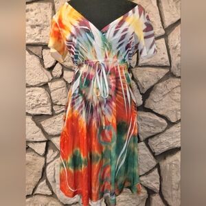 Tiki Palm | Rainbow Tie Dye Hearts Dress